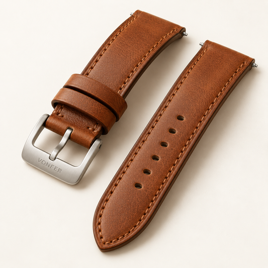Vonfer Heritage cognac leather watch strap