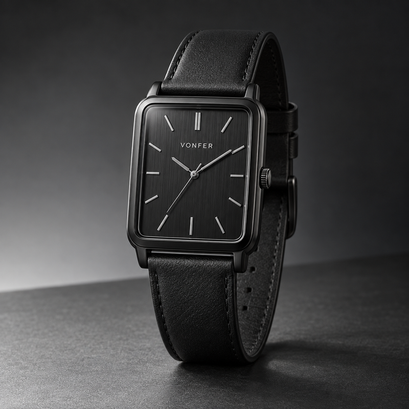 Vonfer Nocturne Square rectangular black watch