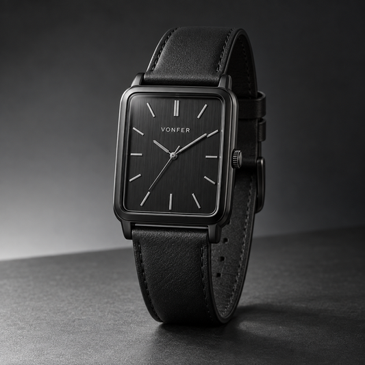 Vonfer Nocturne Square rectangular black watch